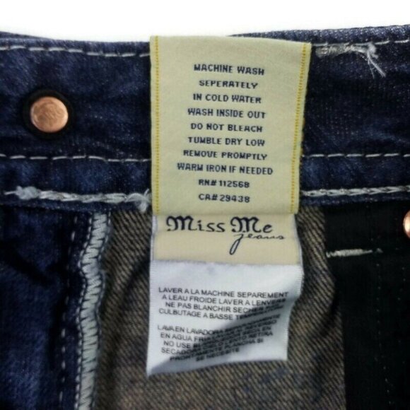 Miss Me JW5180B7V Medium Stonewash Distressed Bootcut Denim Jeans Womens 27 - Picture 15 of 16